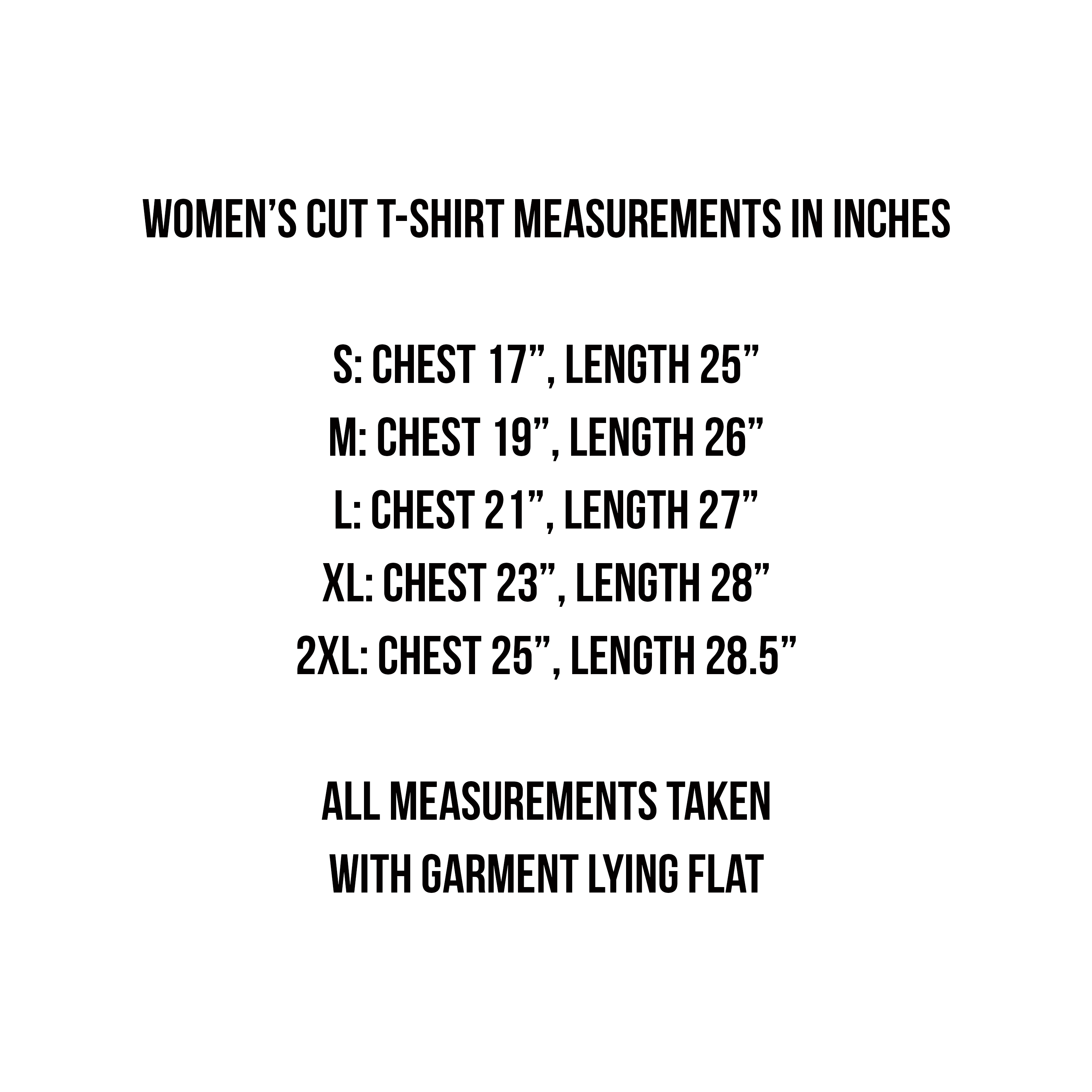Women's cut shirt size chart s-2xl